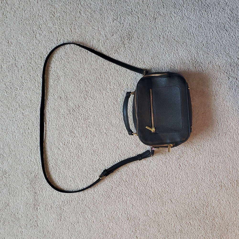 Black Crossbody Bag with Gold Accents - Picture 5 of 7